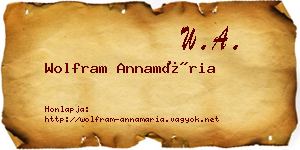 Wolfram Annamária névjegykártya